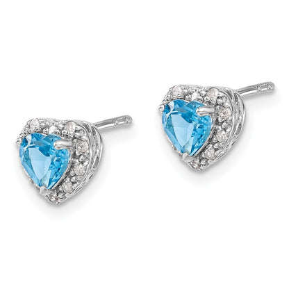GSSE Sterling Silver Rhodium-plated Blue Topaz and Diamond Earrings
