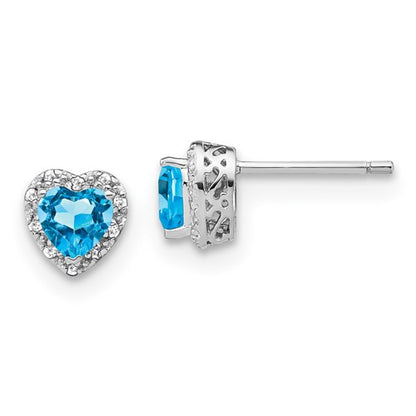 GSSE Sterling Silver Rhodium-plated Blue Topaz and Diamond Earrings