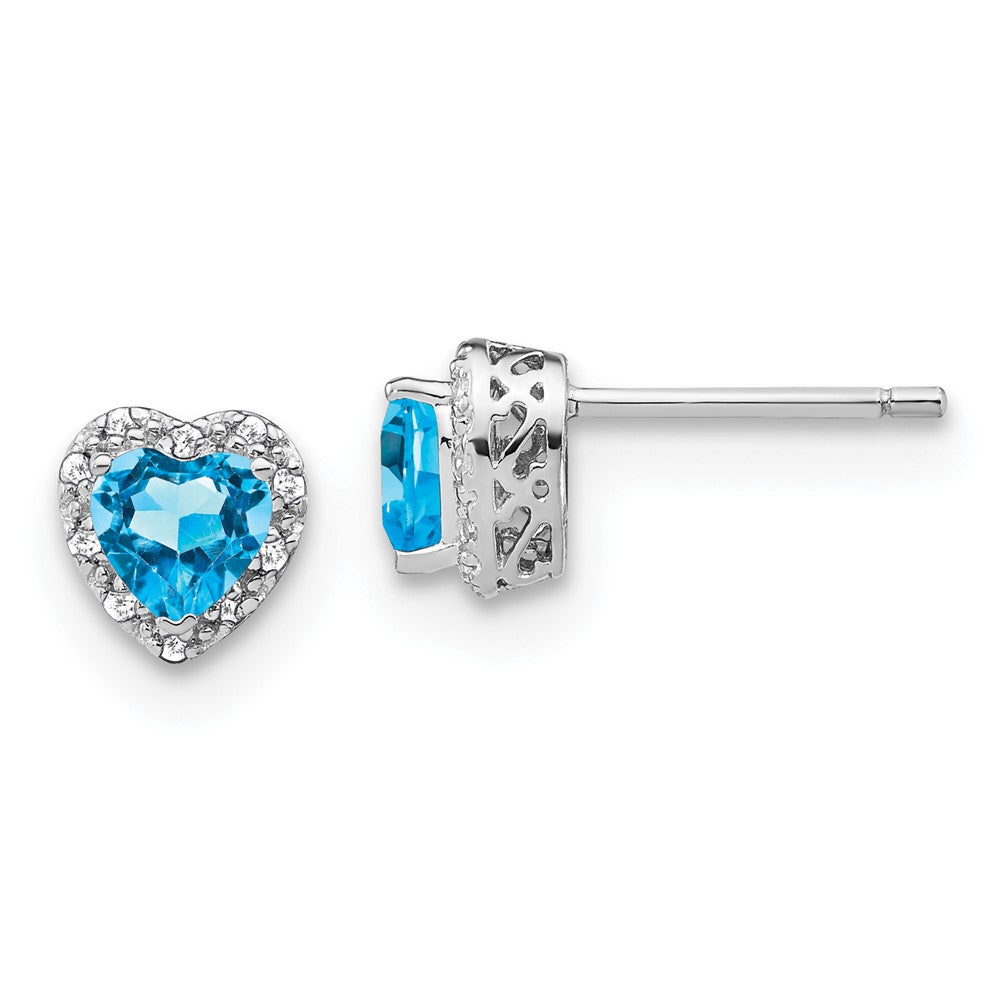 GSSE Sterling Silver Rhodium-plated Blue Topaz and Diamond Earrings