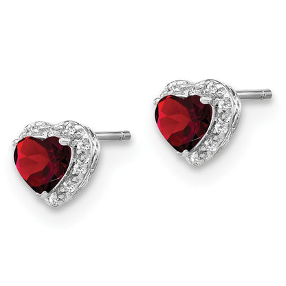 GSSE Sterling Silver Rhodium-plated Garnet and Diamond Earrings