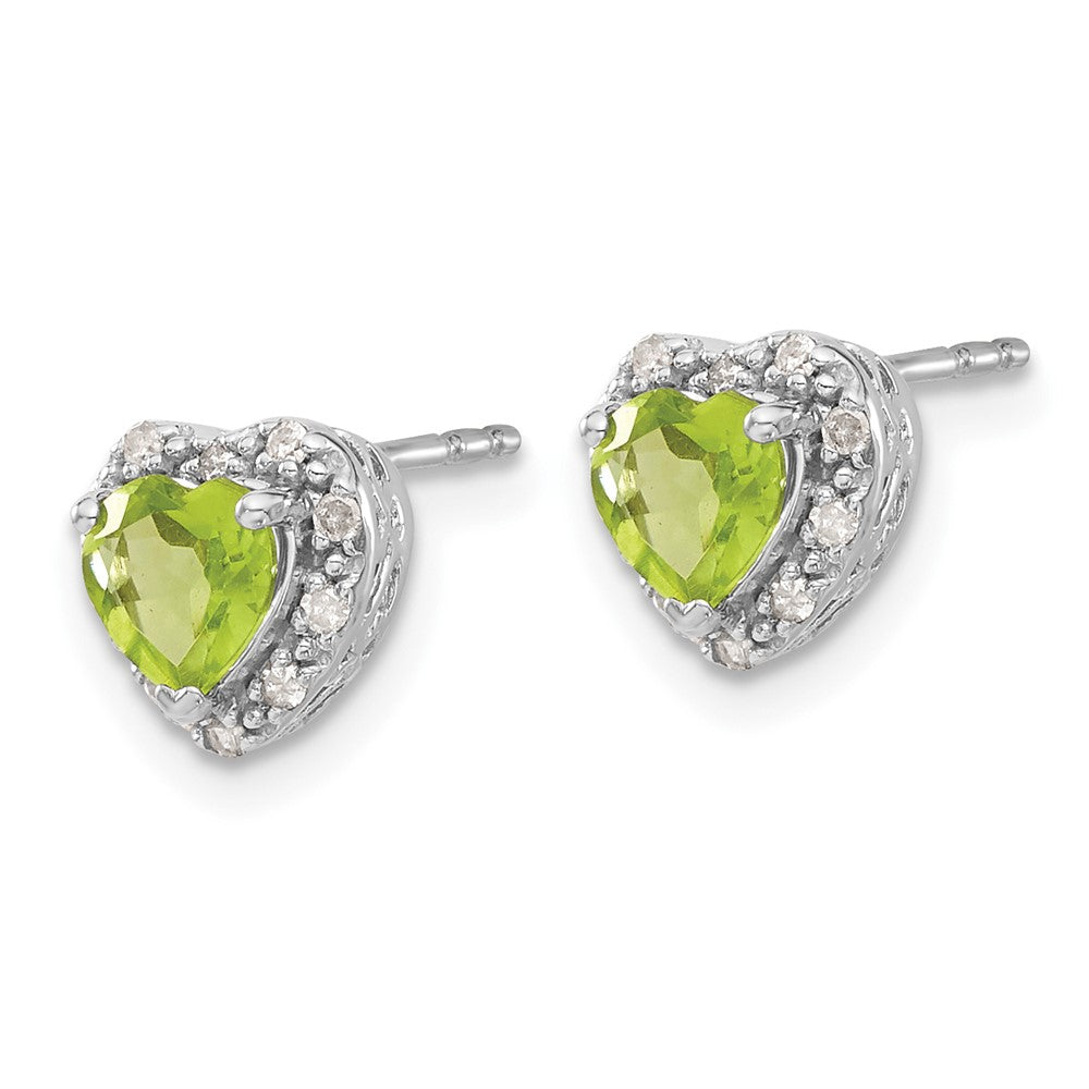 GSSE Sterling Silver Rhodium-plated Peridot and Diamond Earrings