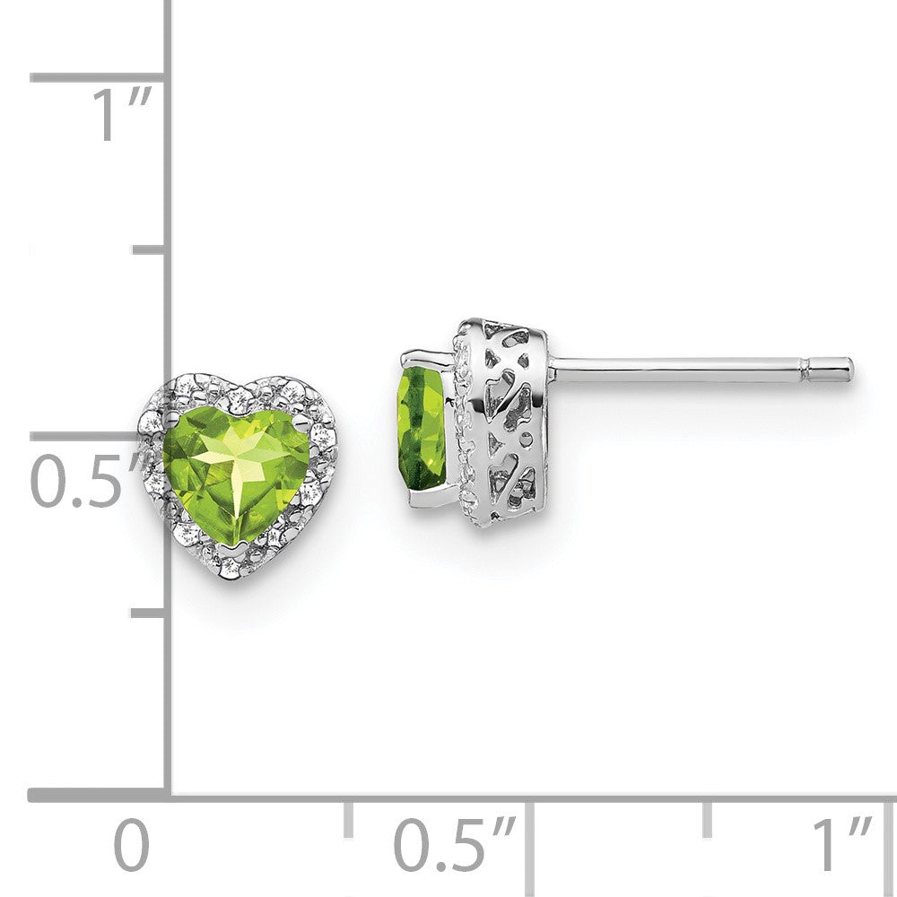 GSSE Sterling Silver Rhodium-plated Peridot and Diamond Earrings
