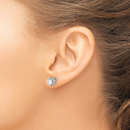 GSSE Sterling Silver Rhodium-plated White Topaz and Diamond Earrings