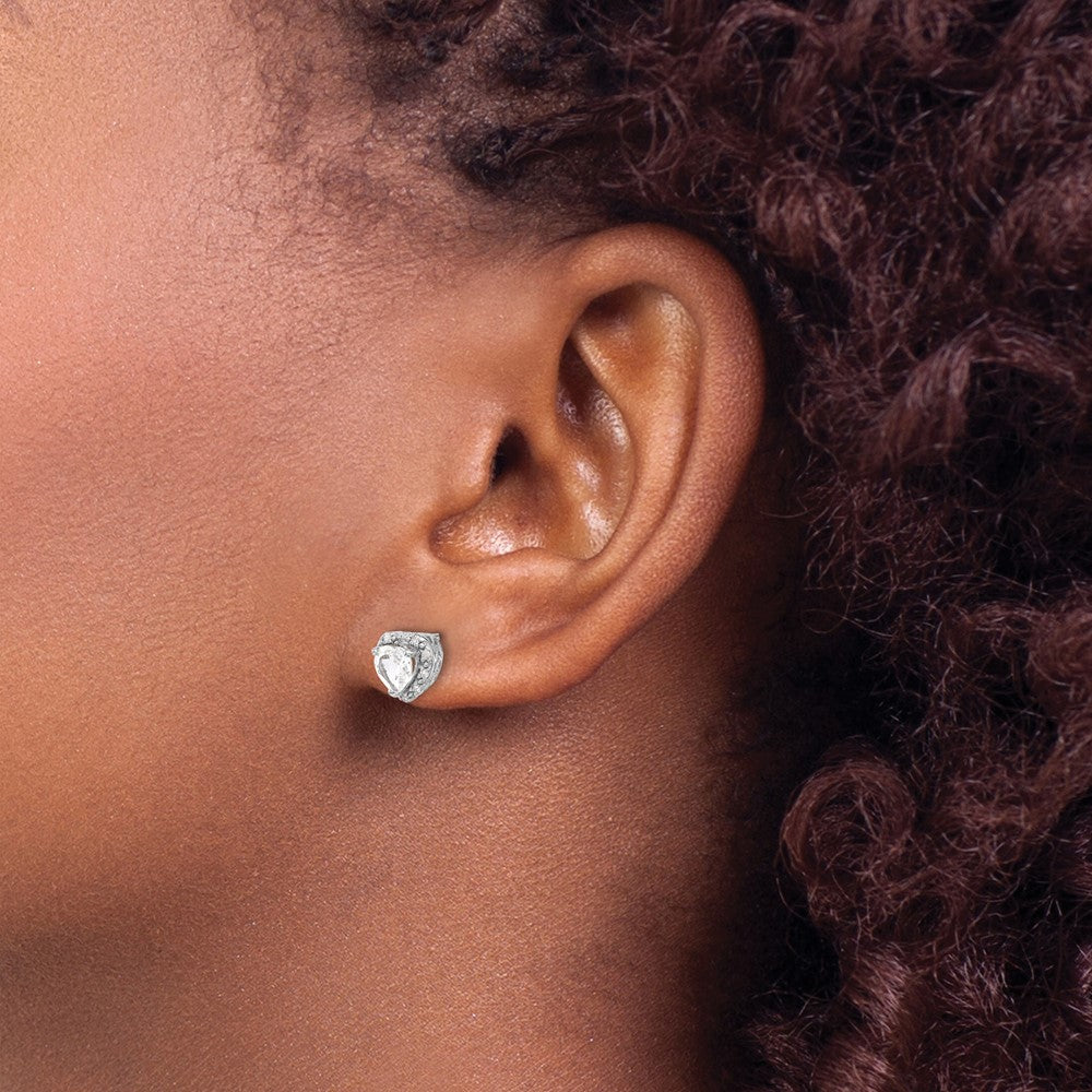 GSSE Sterling Silver Rhodium-plated White Topaz and Diamond Earrings