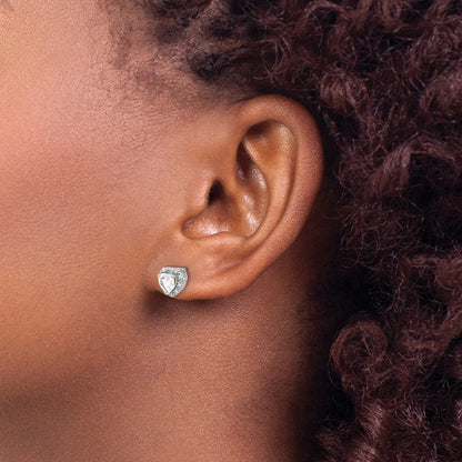 GSSE Sterling Silver Rhodium-plated White Topaz and Diamond Earrings