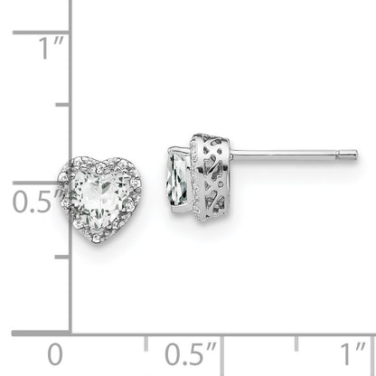 GSSE Sterling Silver Rhodium-plated White Topaz and Diamond Earrings