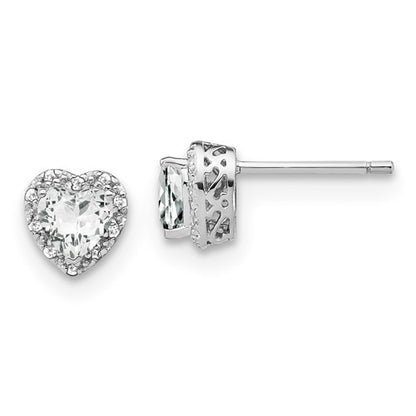 GSSE Sterling Silver Rhodium-plated White Topaz and Diamond Earrings