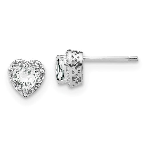 GSSE Sterling Silver Rhodium-plated White Topaz and Diamond Earrings