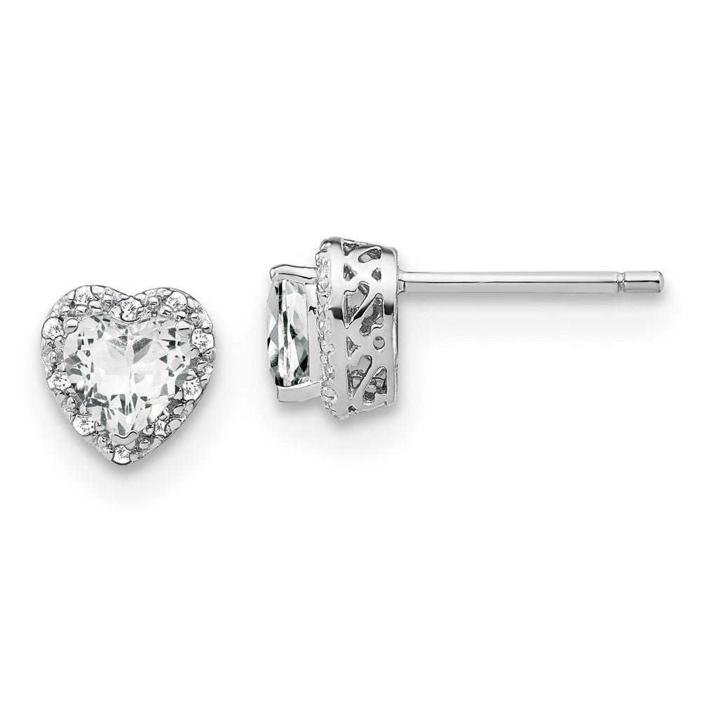 GSSE Sterling Silver Rhodium-plated White Topaz and Diamond Earrings