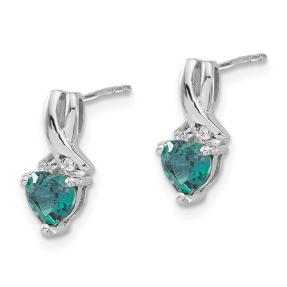 GSSE Sterling Silver Rhodium-plated Created Alexandrite/Diamond Earrings