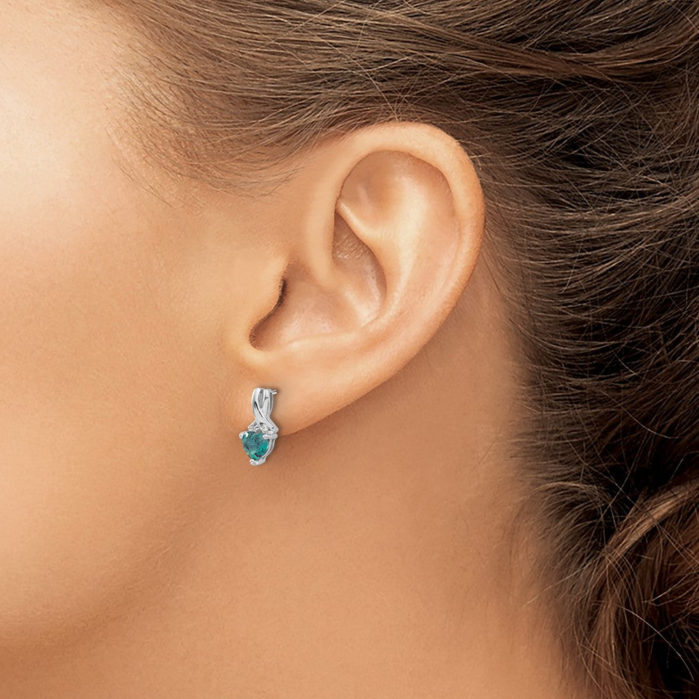 GSSE Sterling Silver Rhodium-plated Created Alexandrite/Diamond Earrings