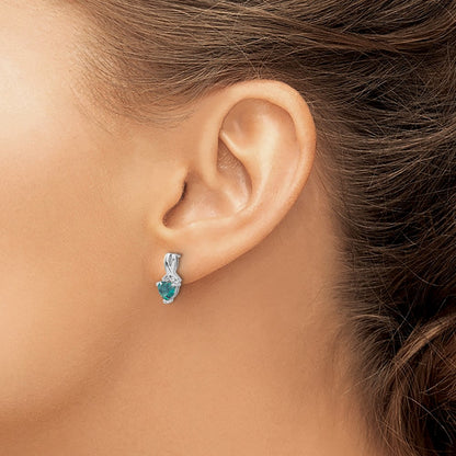 GSSE Sterling Silver Rhodium-plated Created Alexandrite/Diamond Earrings
