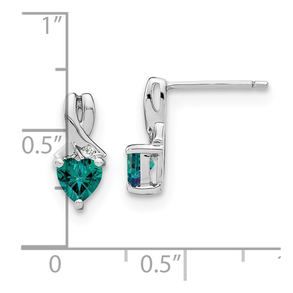 GSSE Sterling Silver Rhodium-plated Created Alexandrite/Diamond Earrings