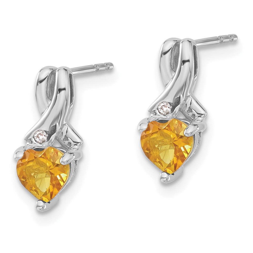 GSSE Sterling Silver Rhodium-plated Citrine and Diamond Earrings
