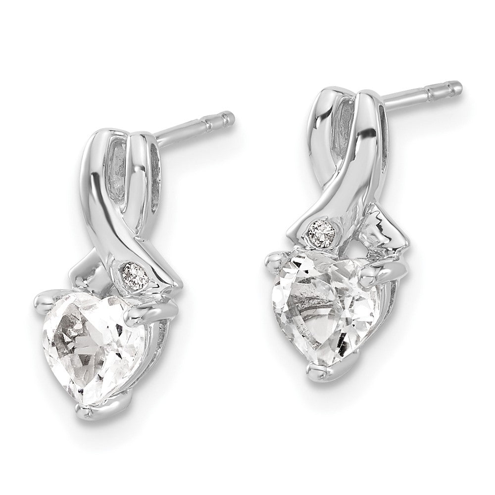 GSSE Sterling Silver Rhodium-plated White Topaz and Diamond Earrings