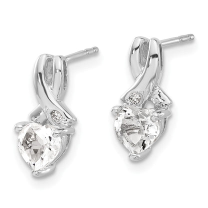 GSSE Sterling Silver Rhodium-plated White Topaz and Diamond Earrings