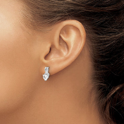 GSSE Sterling Silver Rhodium-plated White Topaz and Diamond Earrings