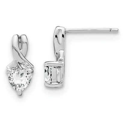 GSSE Sterling Silver Rhodium-plated White Topaz and Diamond Earrings