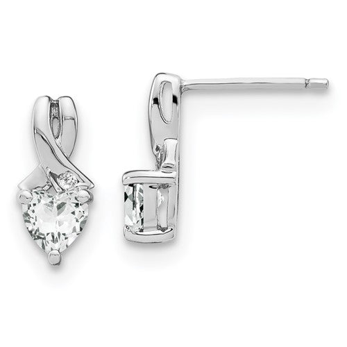 GSSE Sterling Silver Rhodium-plated White Topaz and Diamond Earrings