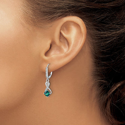GSSE Sterling Silver Rhodium-plated Created Alexandrite and Diamond Earrings