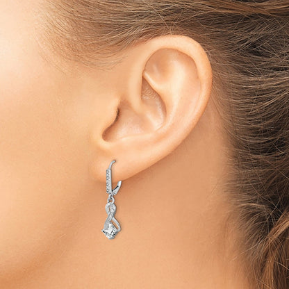 GSSE Sterling Silver Rhodium-plated White Topaz and Diamond Earrings