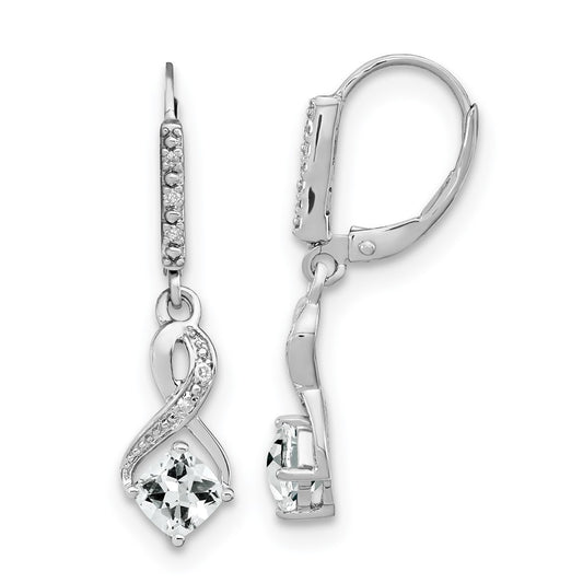 Sterling Silver Rhodium-plated White Topaz and Diamond Earrings