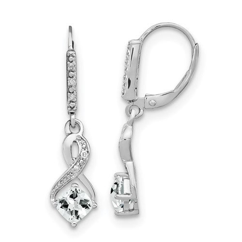 GSSE Sterling Silver Rhodium-plated White Topaz and Diamond Earrings