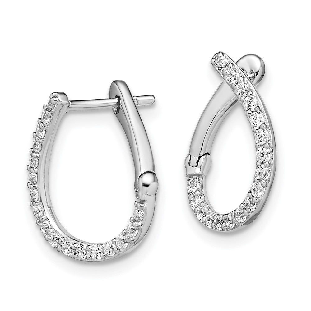 LGWE 14k White Gold 1/3 carat Lab Grown Diamond VS/SI+ G+ Complete Hinged Hoop Earrings
