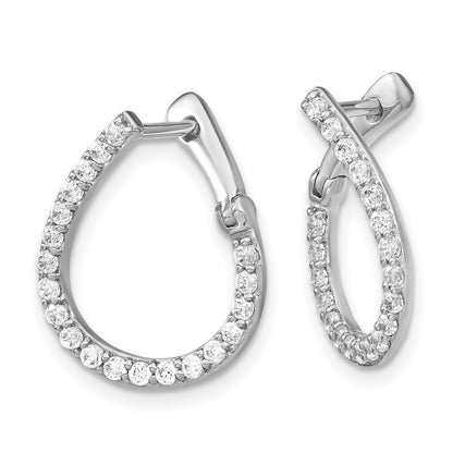 LGWE 14k White Gold 5/8 carat Lab Grown Diamond VS/SI+ G+ Complete Hinged Hoop Earrings