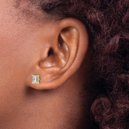 LGYE 14k 1 1/2 carat Lab Grown Diamond VS/SI+ G+ Emerald Complete Four Prong Stud Earrings