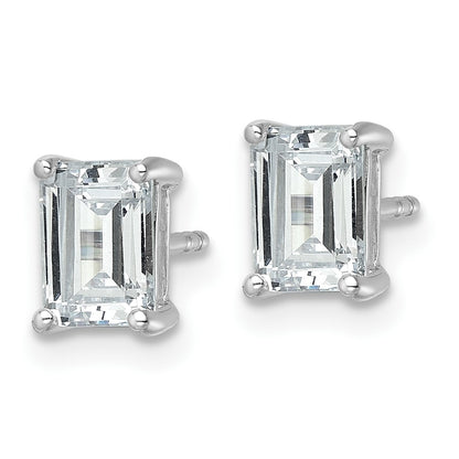 LGWE 14k White Gold 2 carat Lab Grown Diamond VS+ F+ Emerald Complete Four Prong Stud Earrings