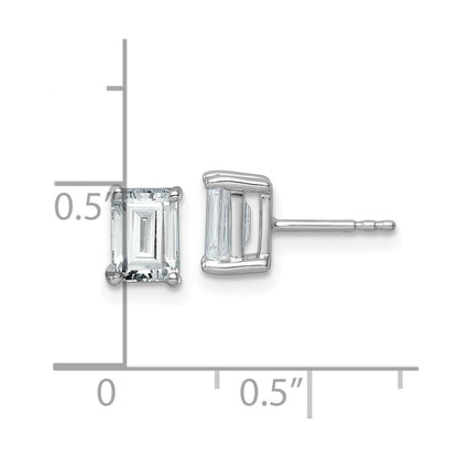 LGWE 14k White Gold 2 carat Lab Grown Diamond VS+ F+ Emerald Complete Four Prong Stud Earrings