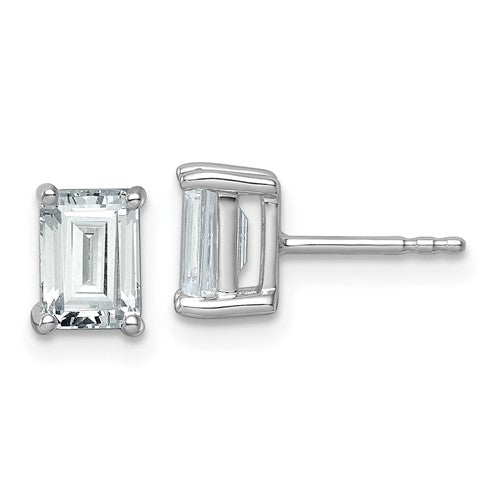 LGWE 14k White Gold 2 carat Lab Grown Diamond VS+ F+ Emerald Complete Four Prong Stud Earrings