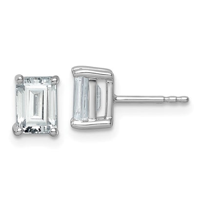 LGWE 14k White Gold 2 carat Lab Grown Diamond VS+ F+ Emerald Complete Four Prong Stud Earrings