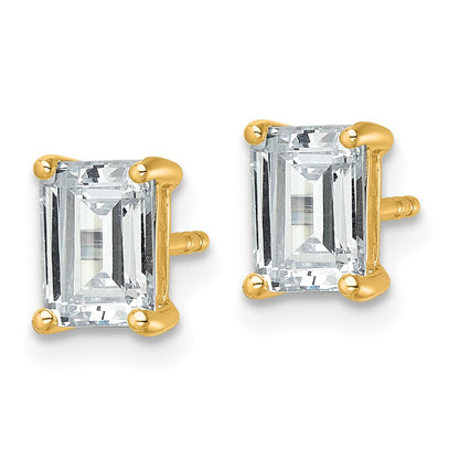 LGGE 14k 2 carat Lab Grown Diamond VS+ F+ Emerald Complete Four Prong Stud Earrings