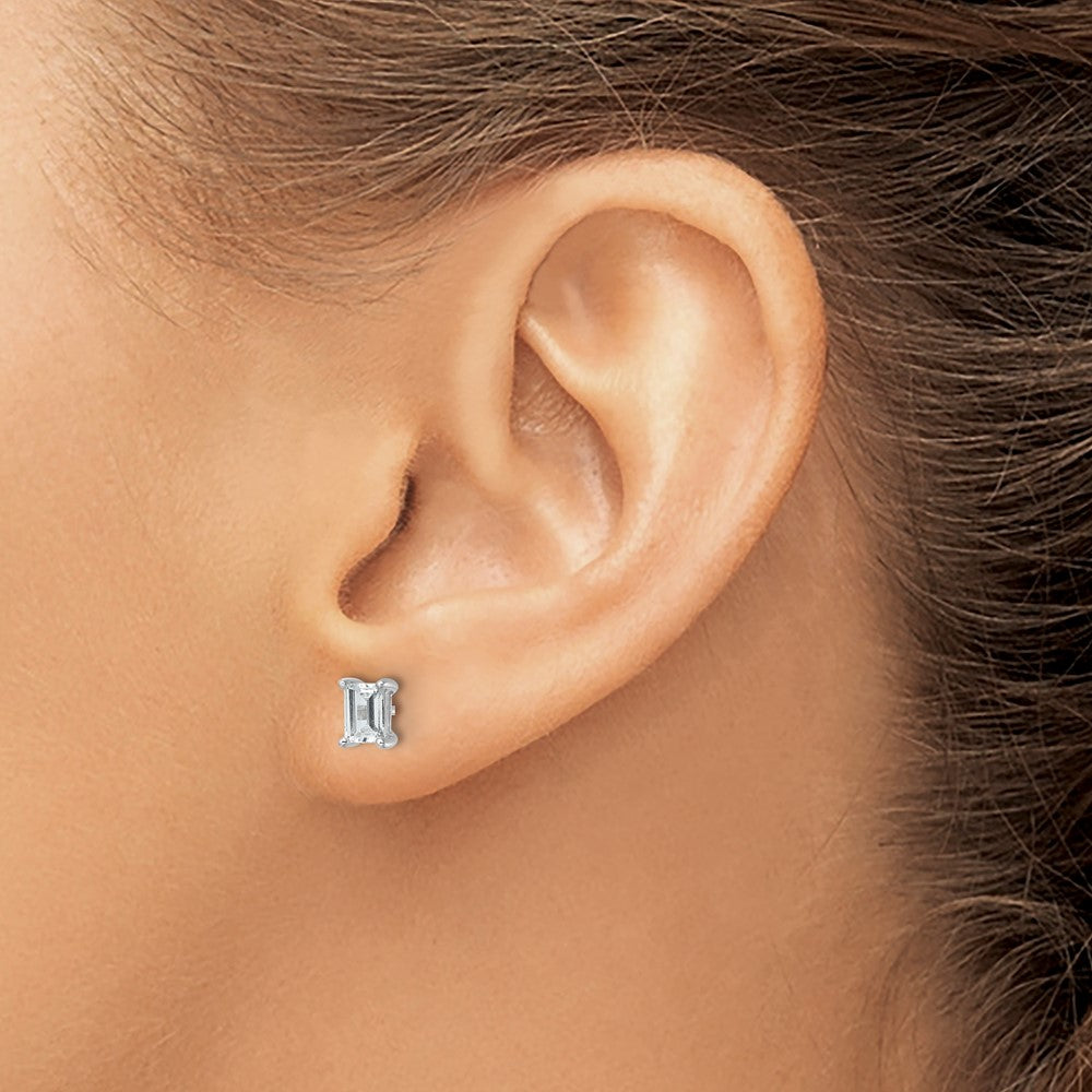 LGGE 14k 2 carat Lab Grown Diamond VS+ F+ Emerald Complete Four Prong Stud Earrings