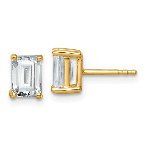 LGGE 14k 2 carat Lab Grown Diamond VS+ F+ Emerald Complete Four Prong Stud Earrings