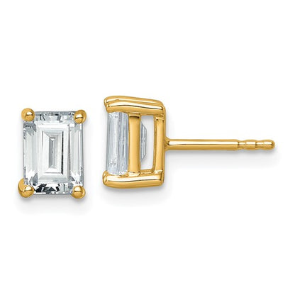 LGGE 14k 2 carat Lab Grown Diamond VS+ F+ Emerald Complete Four Prong Stud Earrings