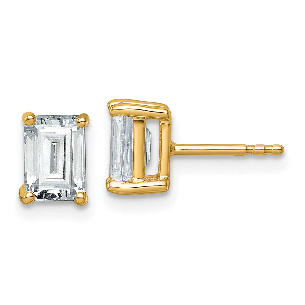 LGGE 14k 2 carat Lab Grown Diamond VS+ F+ Emerald Complete Four Prong Stud Earrings