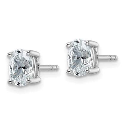 LGWE 14k White Gold 1 carat Lab Grown Diamond VS+ F+ Complete Oval Four Prong Stud Earrings