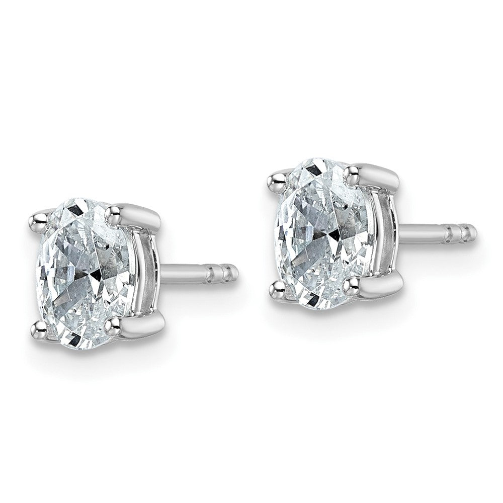 LGWE 14k White Gold 1 carat Lab Grown Diamond VS/SI+ G+ Complete Oval Four Prong Stud Earrings