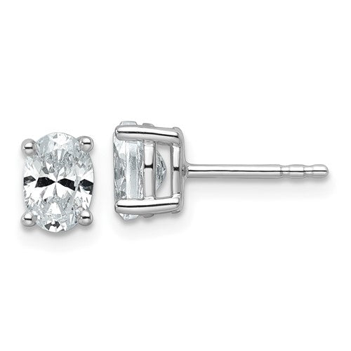 LGWE 14k White Gold 1 carat Lab Grown Diamond VS+ F+ Complete Oval Four Prong Stud Earrings