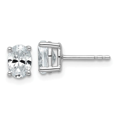 LGWE 14k White Gold 1 carat Lab Grown Diamond VS/SI+ G+ Complete Oval Four Prong Stud Earrings