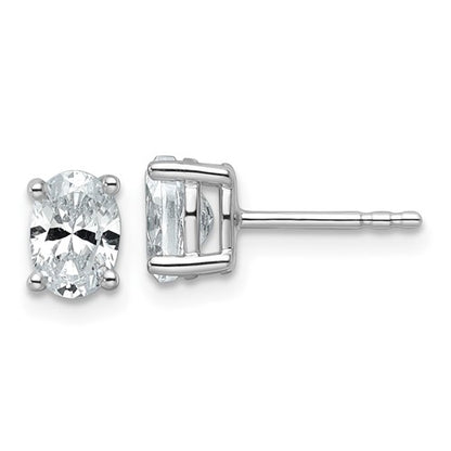 LGWE 14k White Gold 1 carat Lab Grown Diamond VS/SI+ G+ Complete Oval Four Prong Stud Earrings