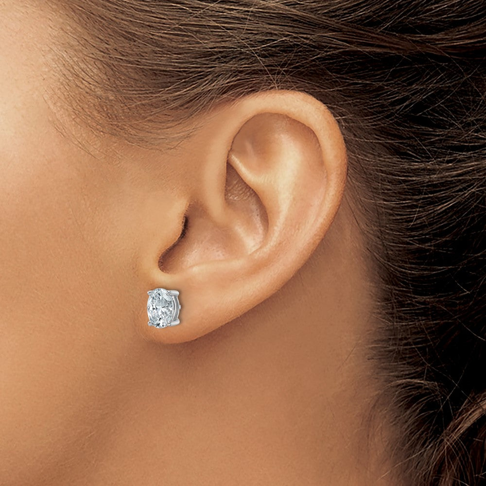 LGWE 14k White Gold 2 carat Certified Lab Grown Diamond VS+ F+ Complete Oval Four Prong Stud Earrings