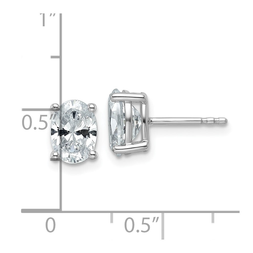 LGWE 14k White Gold 2 carat Certified Lab Grown Diamond VS+ F+ Complete Oval Four Prong Stud Earrings