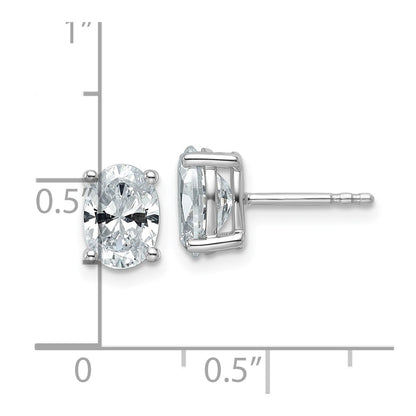 LGWE 14k White Gold 2 carat Certified Lab Grown Diamond VS+ F+ Complete Oval Four Prong Stud Earrings