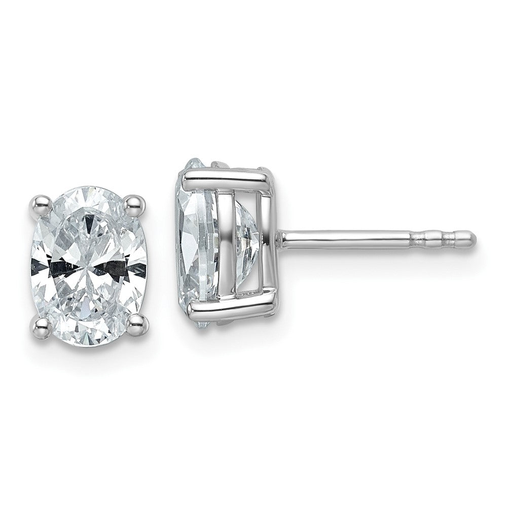 LGWE 14k White Gold 2 carat Certified Lab Grown Diamond VS+ F+ Complete Oval Four Prong Stud Earrings