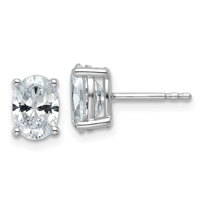 LGWE 14k White Gold 2 carat Certified Lab Grown Diamond VS+ F+ Complete Oval Four Prong Stud Earrings