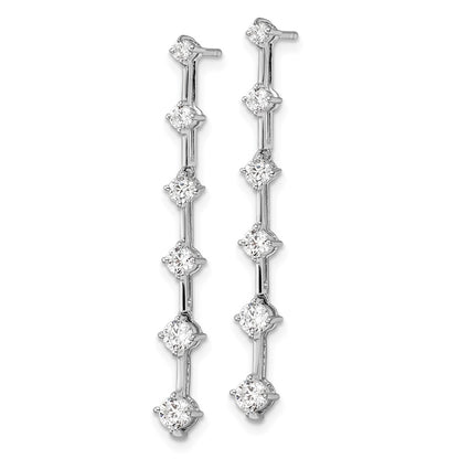 LGGE 14k White Gold 1 carat Lab Grown Diamond VS/SI+ G+ Complete Six Stone Dangle Post Earrings